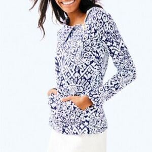 Lilly Pulitzer Navy and White Long Sleeve Top
